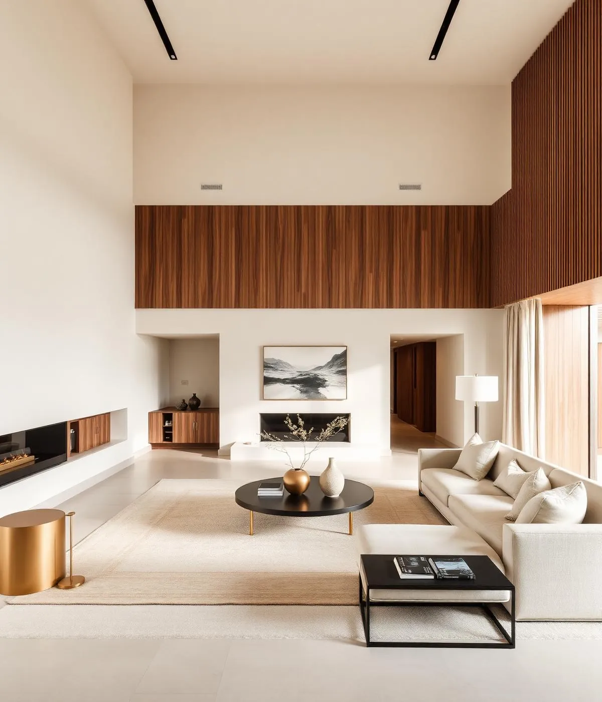 Intérieur contemporain aux tonalités beige et bois